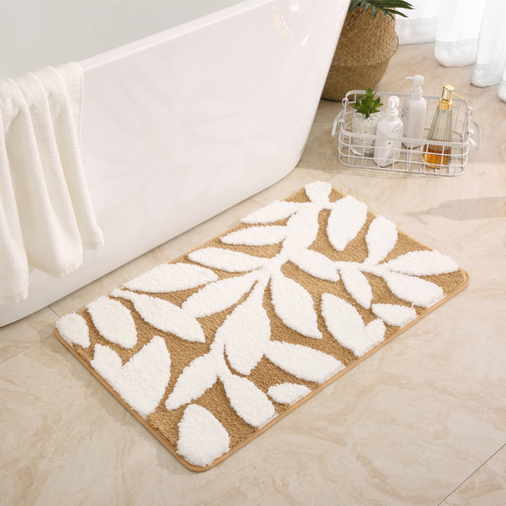 Leaf Patterned Luxury Bath Mat Kalsten