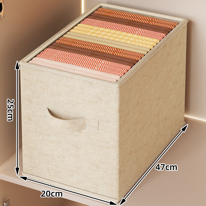 Foldable Linen-Texture Rectangular Closet Storage Box with Front Handle