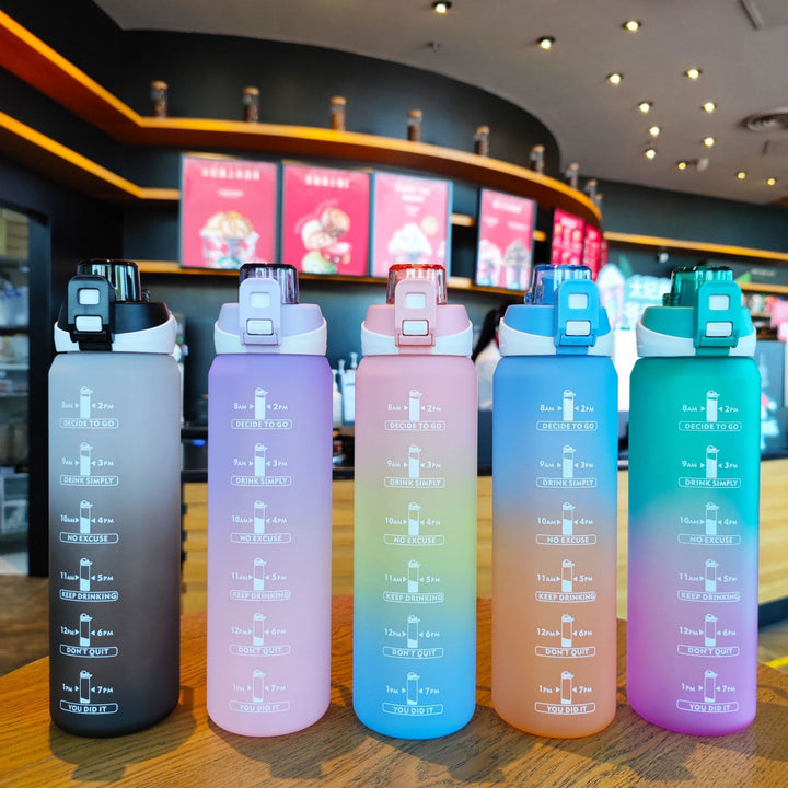 Women's Motivational Water Bottle with Unique Time Marking and Secure Closure Kalsten