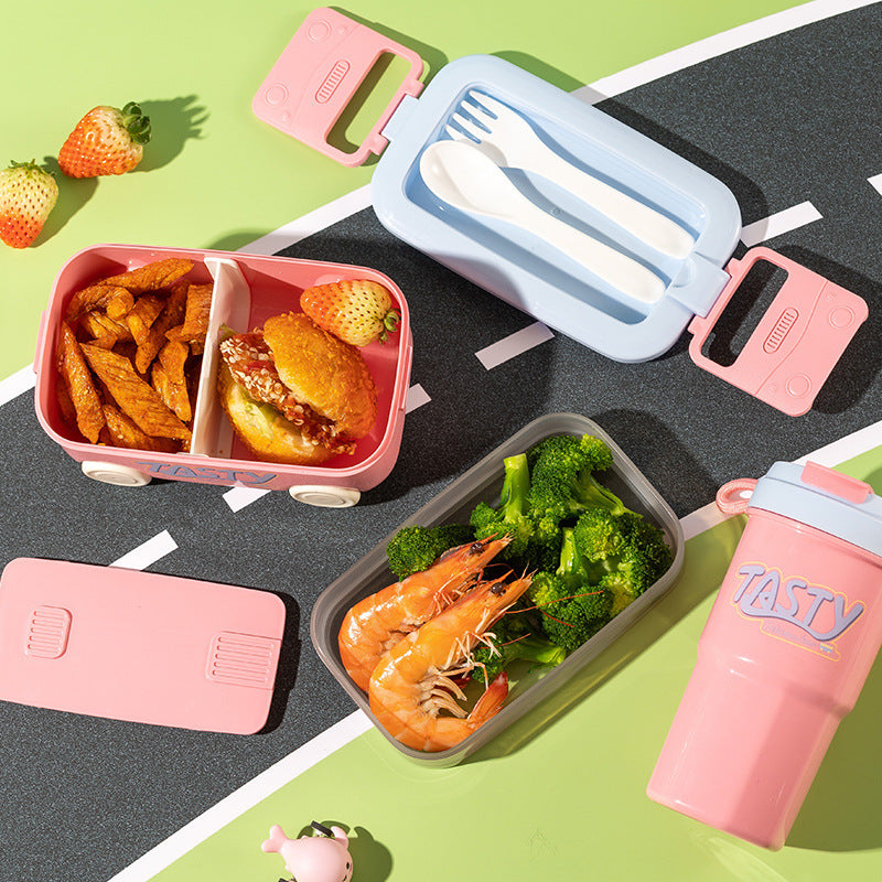 Multilevel Food Storage Container with Integrated Utensil Compartments