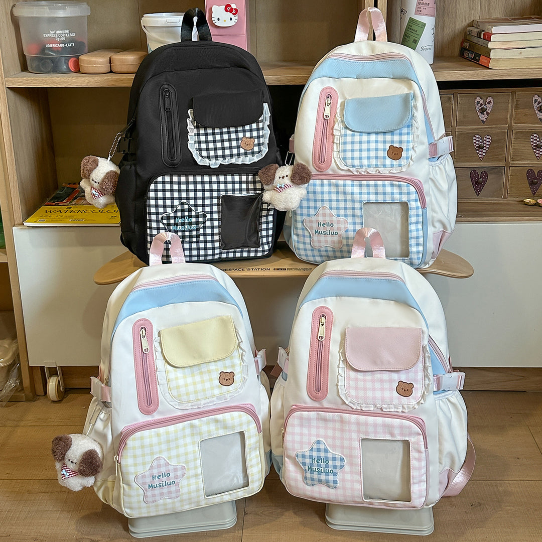Stylish Gingham Print Backpack Kalsten