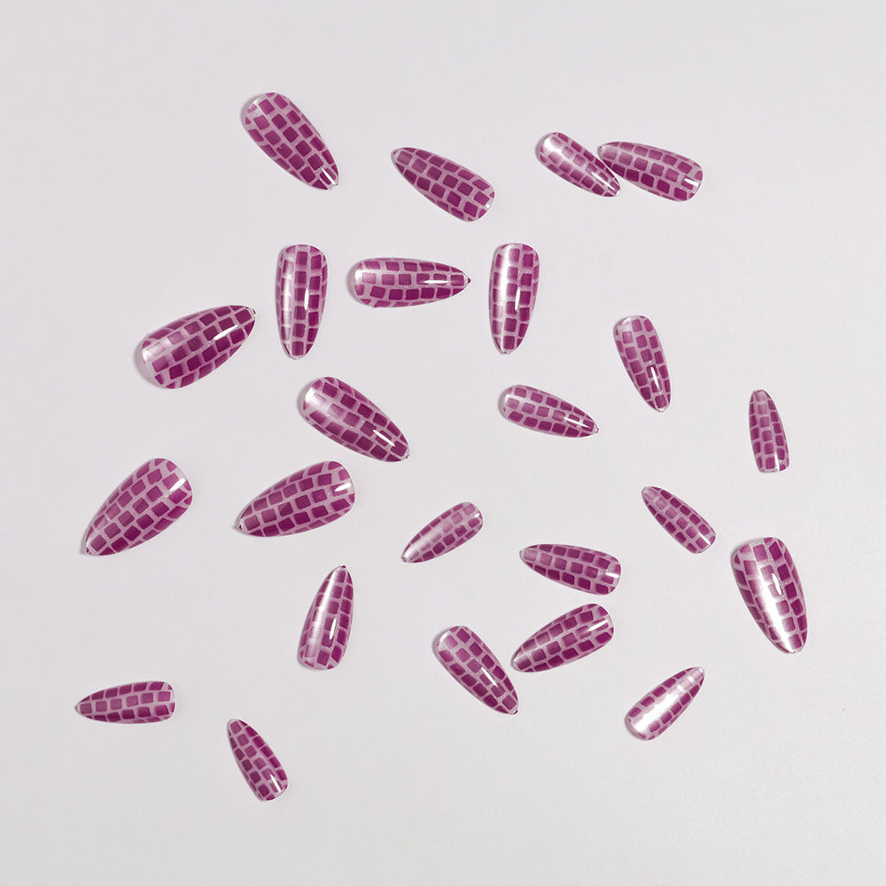 Glossy Stiletto Press-On Nails Set with Reflective Design Kalsten