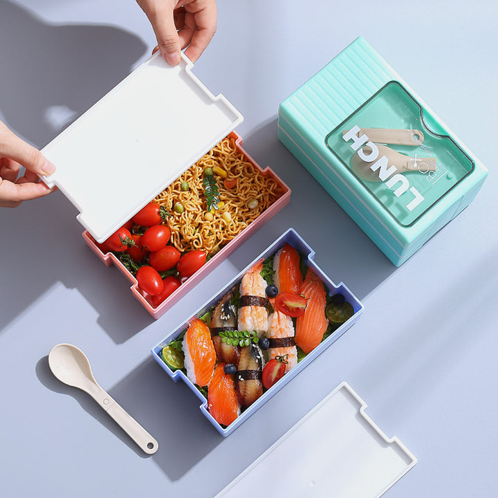 Multi-Layered Lunch Box with Integrated Cutlery