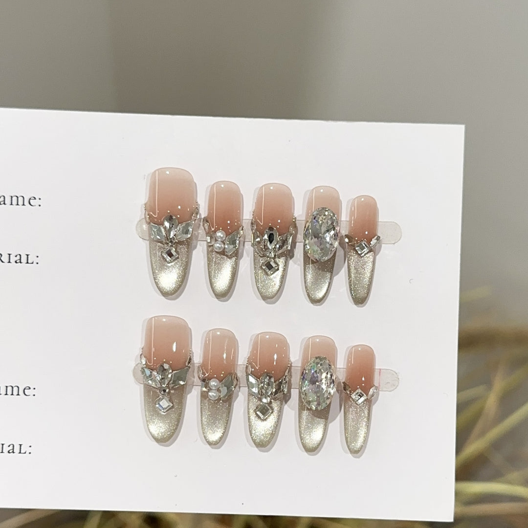 Sparkling Rhinestone-Embellished Press-On Nail Set