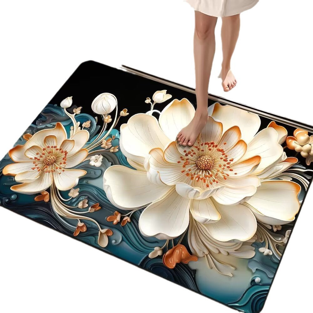 Floral Design Bathroom Mat Kalsten