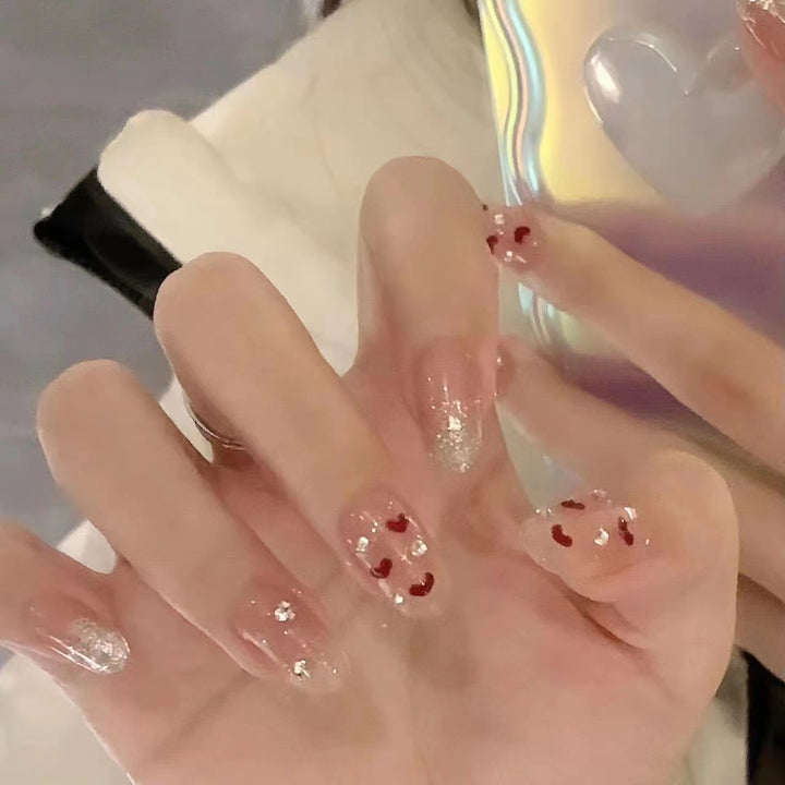 Decorative Heart and Glitter Press-On Nails