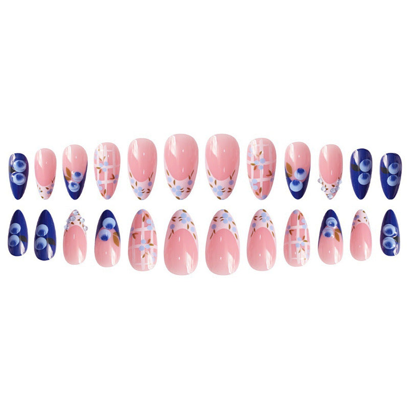 Artistic Press-On Nail Set with Floral Accents Kalsten