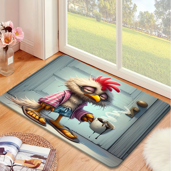 Quirky Cartoon Chicken Bath Mat