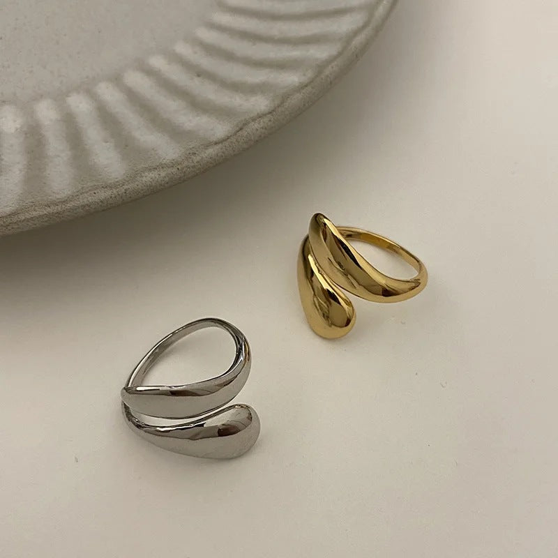 Modern double ring made of stainless steel Kalsten