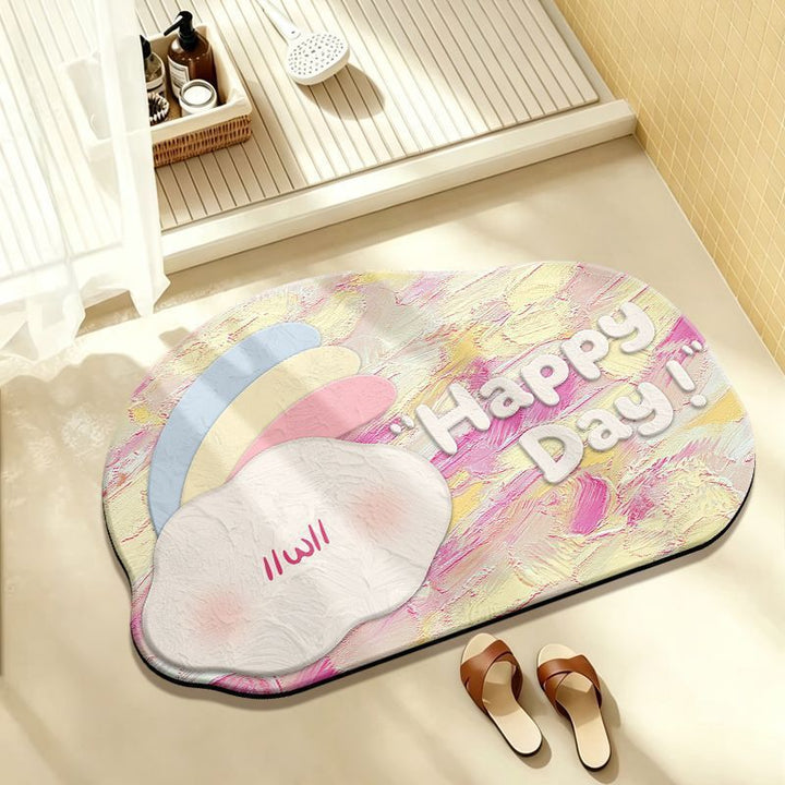 Playful Cloud-Themed Bath Mat