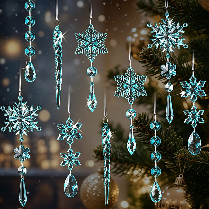 Crystal Snowflake Ornaments Set