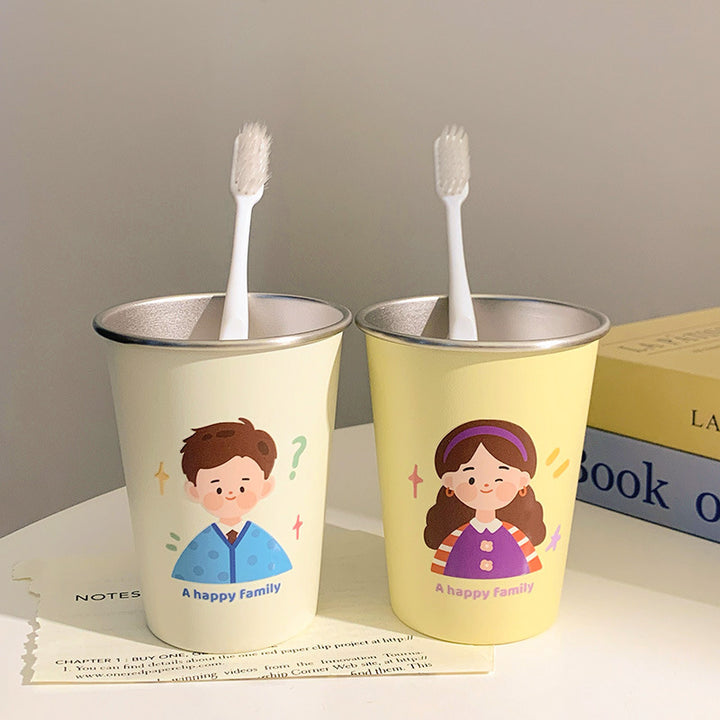 Stainless Steel Drinking Mug with Cheerful Family Motif Kalsten