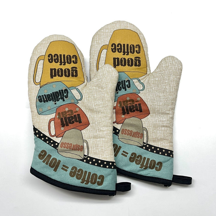 Insulated Double Oven Mitt Pair With Quilted Heat-Resistant Lining And Hanging Loop