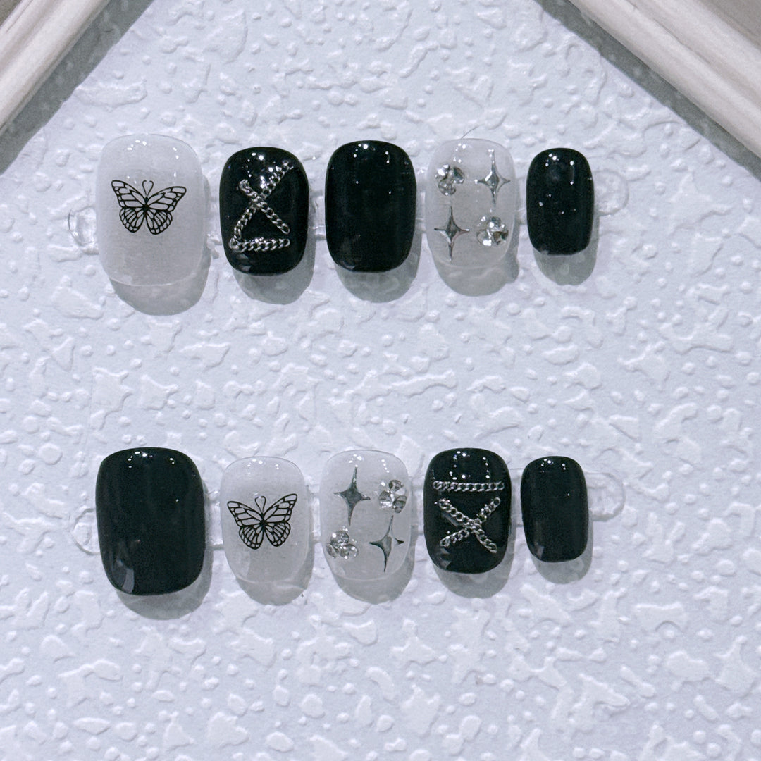 Chic Butterfly-Inspired Press-On Nail Set