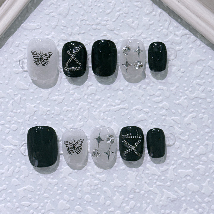 Chic Butterfly-Inspired Press-On Nail Set