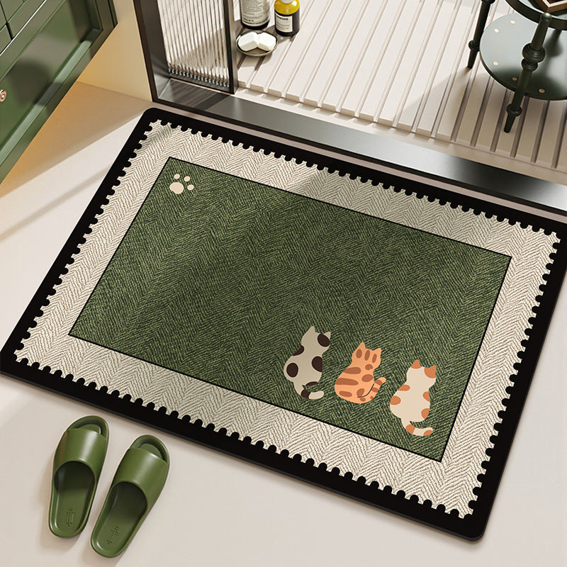Cat-Themed Plush Kitchen Area Mat Kalsten