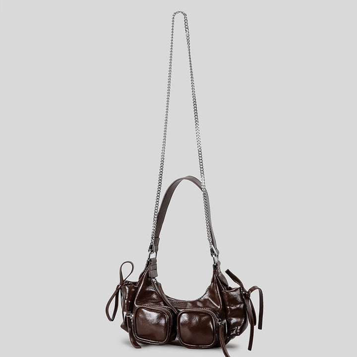 Multi-Pocket Leather Handbag