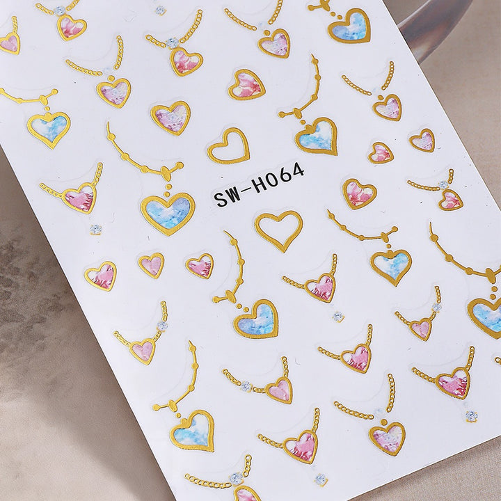 Heart-Shaped Nail Art Sticker Sheet