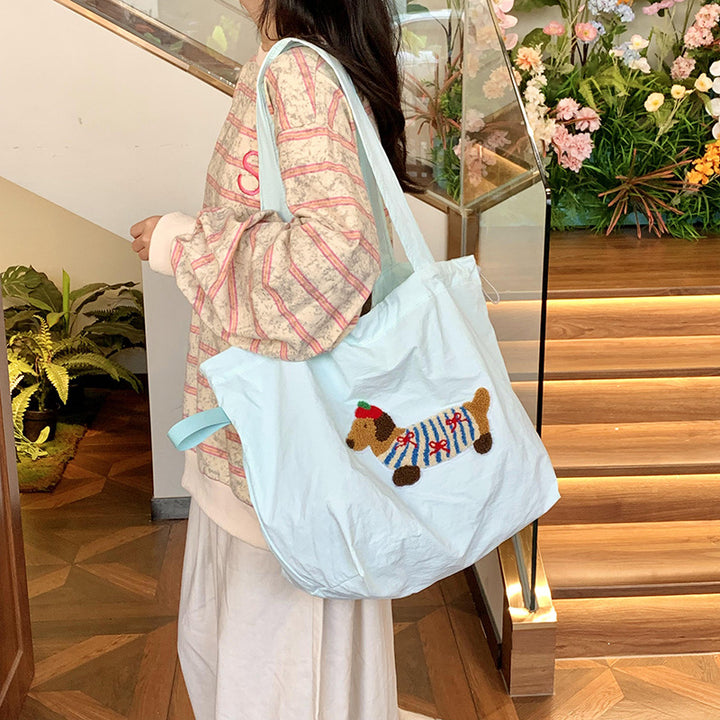 Playful Dachshund Embroidered Tote Bag
