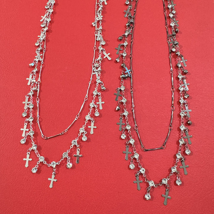 Double Layered Cross Pendant Necklace Kalsten