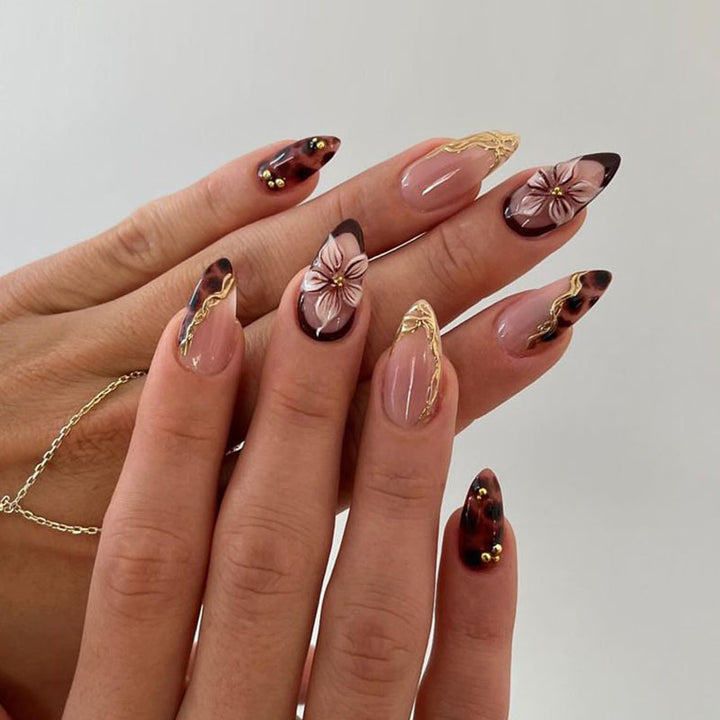 Decorative Floral Stiletto Press-On Nails