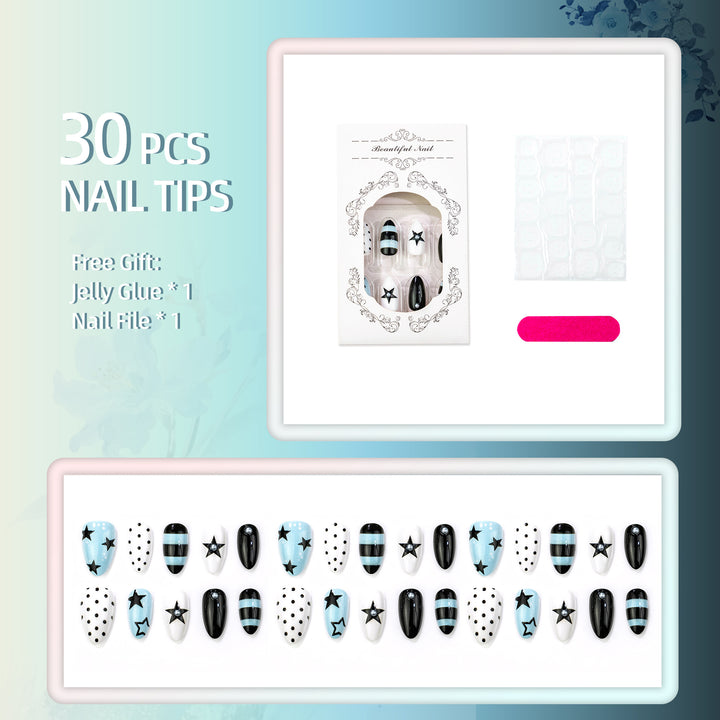 Starry Design Press-On Nail Art Set
