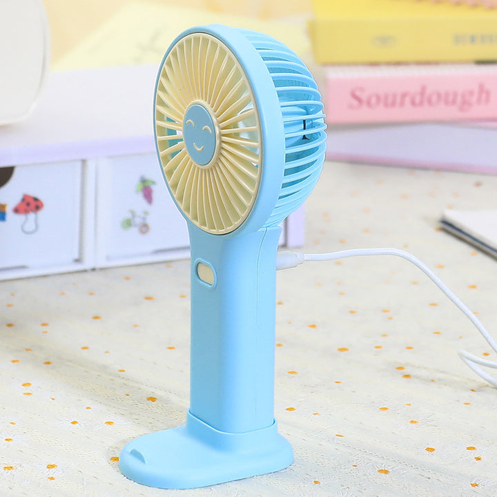 Ladies Portable Hand Fan with Smiling Face and USB Charging Function Kalsten