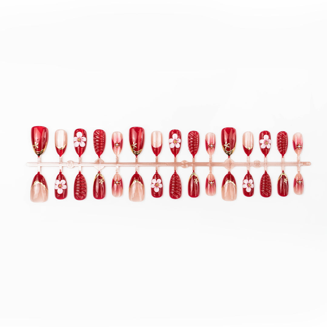 Artistic Floral and Ombre Press-On Nail Art Kalsten