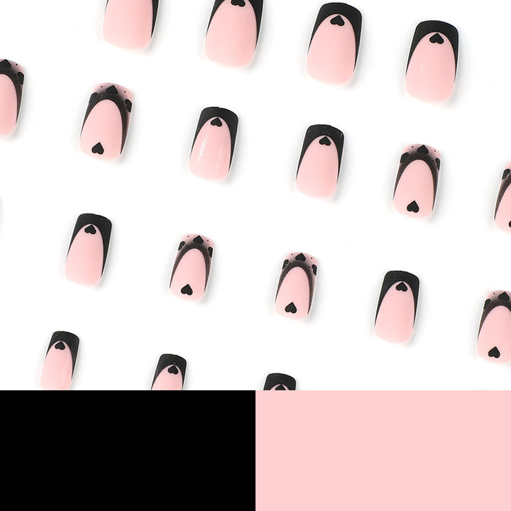 Artful Nail Art with Heart Motifs and Black-White Lace Kalsten