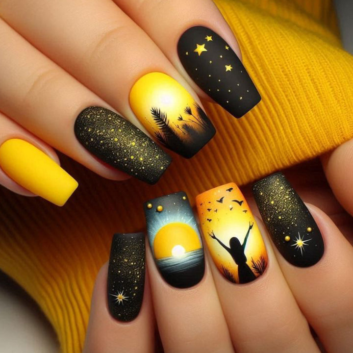 Artistic Sunset Nail Art Extensions Kalsten