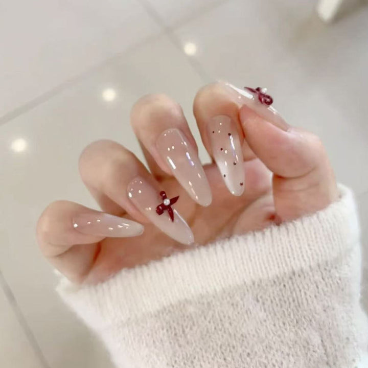 Elegant Stiletto Press-On Nails with Decorative Accents Kalsten