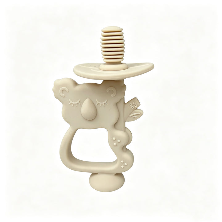 Silicone Koala Teether Pacifier with Ergonomic Handle and Safety Screw Attachment