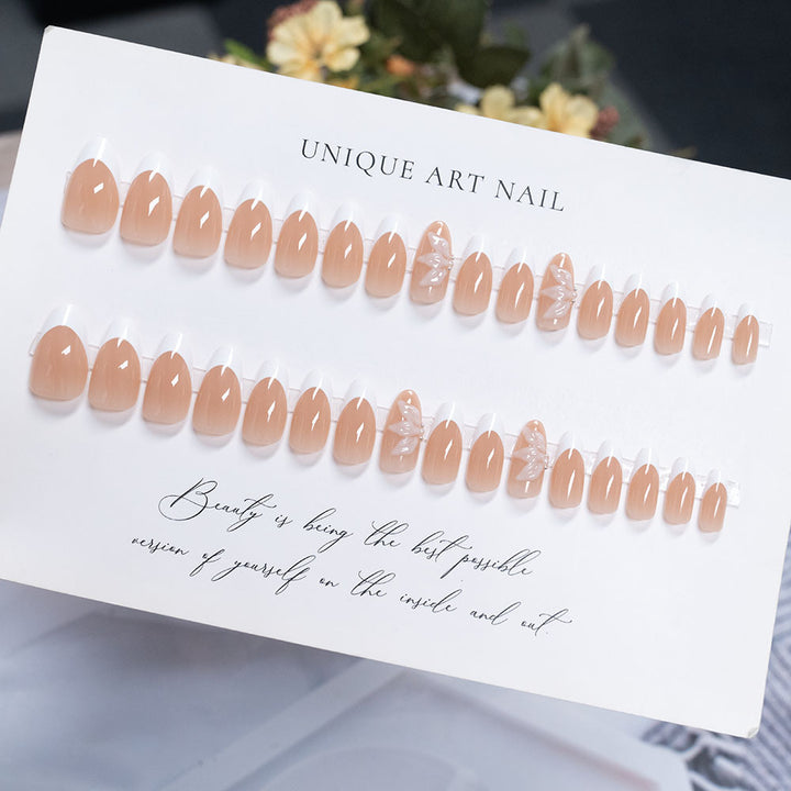 Elegant Press-On Nail Art with Floral Accents