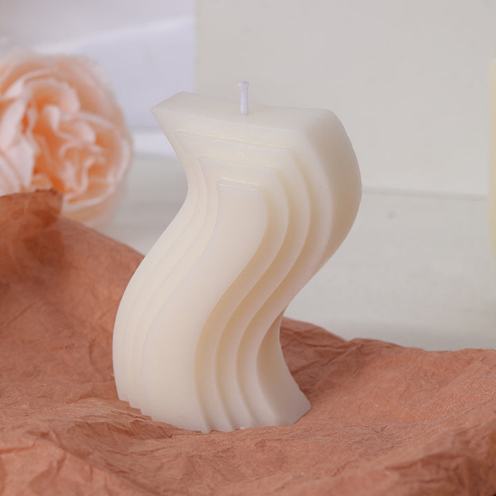 Sculptural Wavy Arch & S‑Form Decorative Tabletop Candle Collection