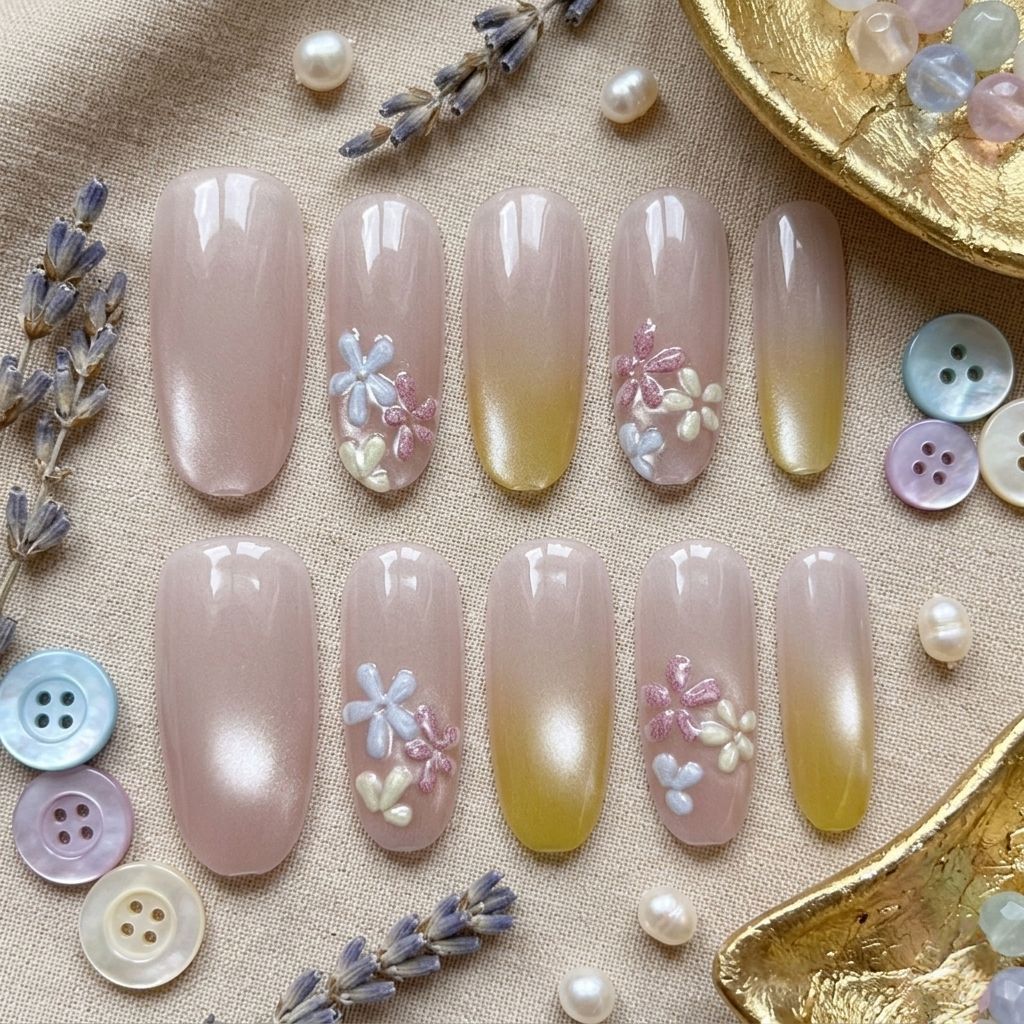 Elegant Floral Press-On Nails