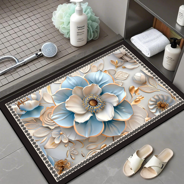 Floral Patterned Memory Foam Bath Mat Kalsten