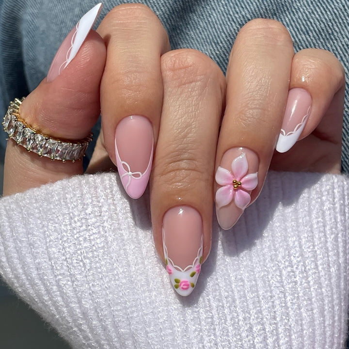 Floral Embellished Press-On Nail Set Kalsten