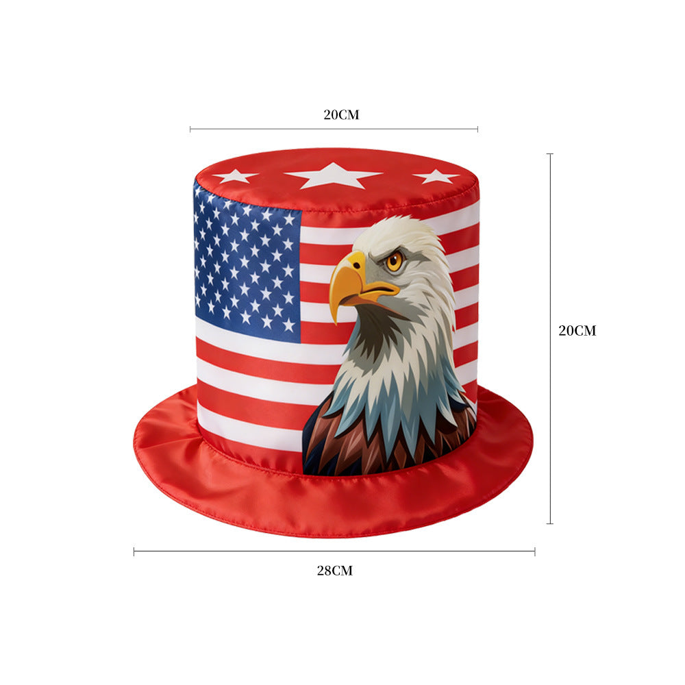 Unisex nan patriotic top hat with stars and stripes pattern made of satin Kalsten