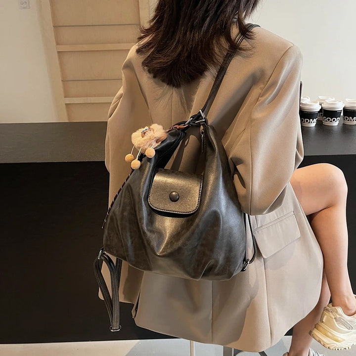 Chic Textured Leather Hobo Bag Kalsten