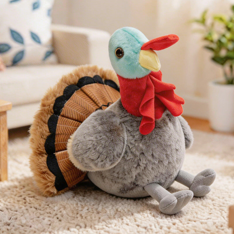 Lifelike Plush Hen Floor Cushion with Fluffy Faux Fur and Embroidered Face Kalsten