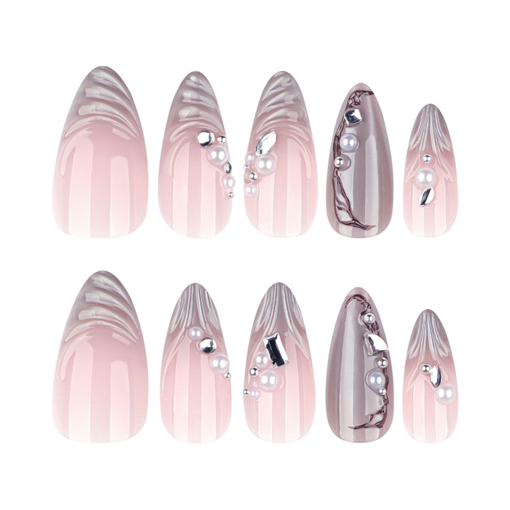 Artful Nail Art with Pearl and Glitter Decorations Kalsten