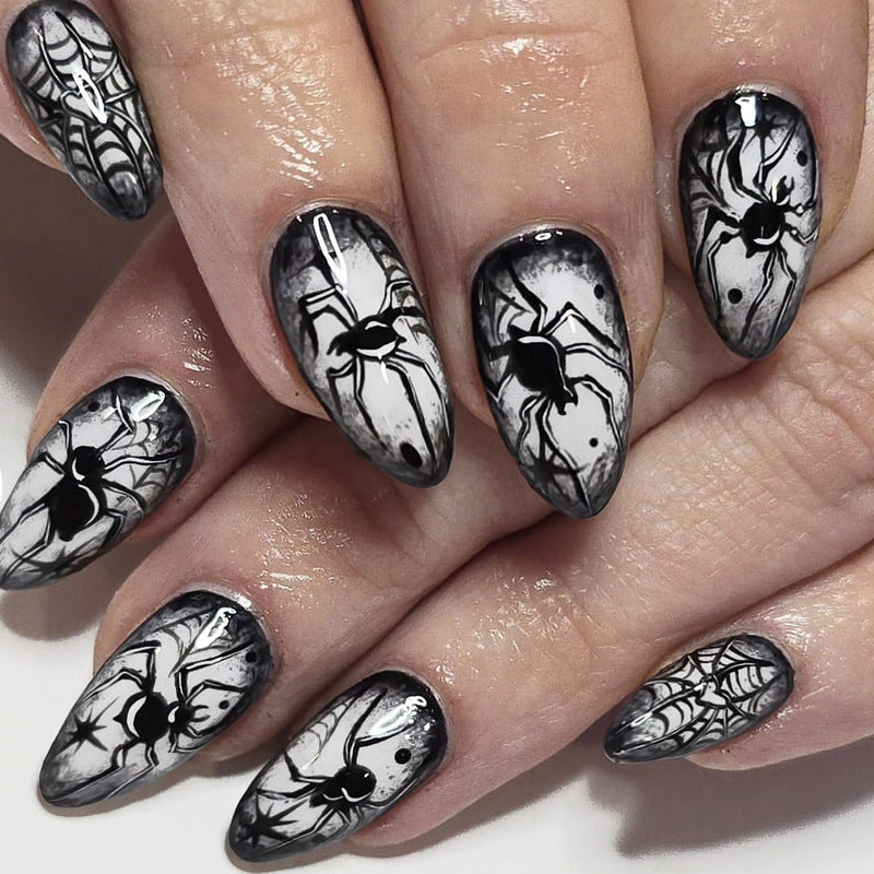 Halloween-Themed Spider-Design Press-On Nails