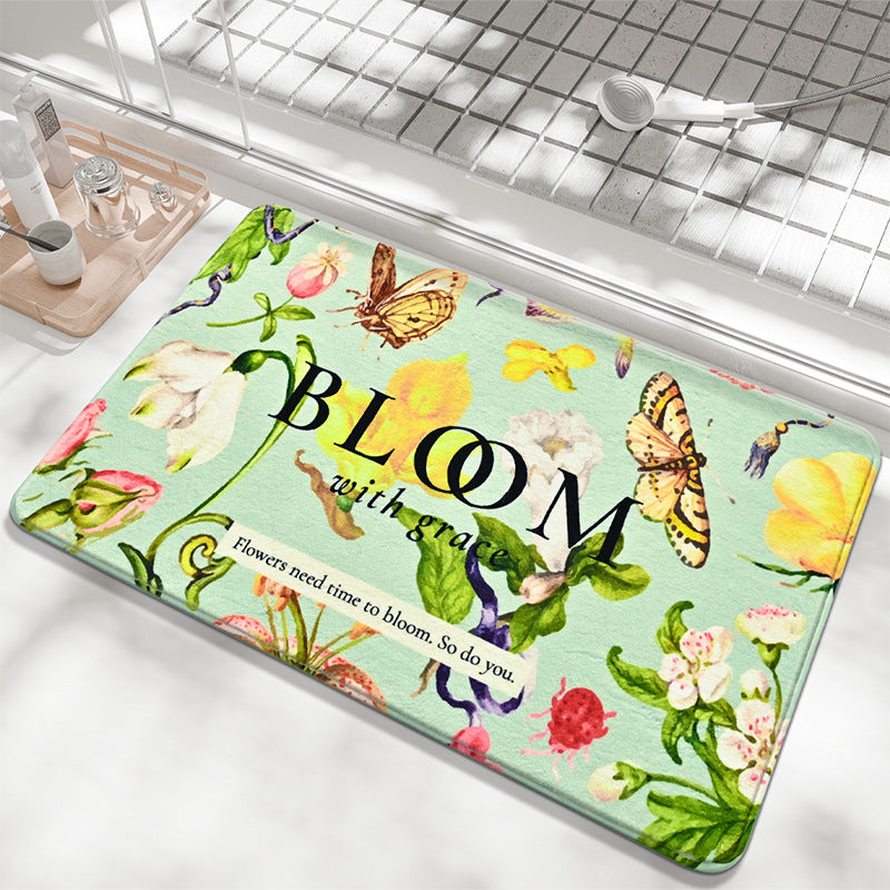 Floral-Decorative Bathroom Mat Kalsten