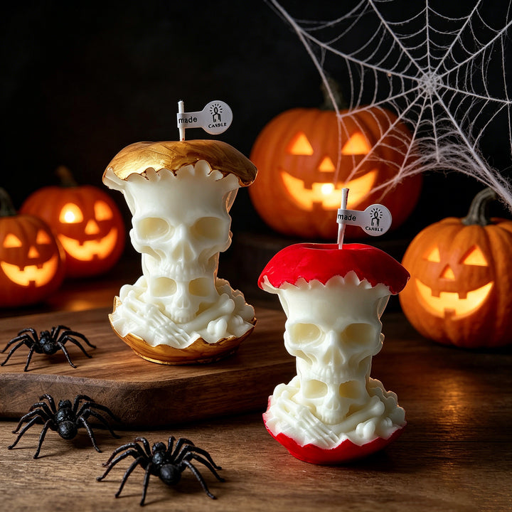 Skull-Themed Decorative Candle
