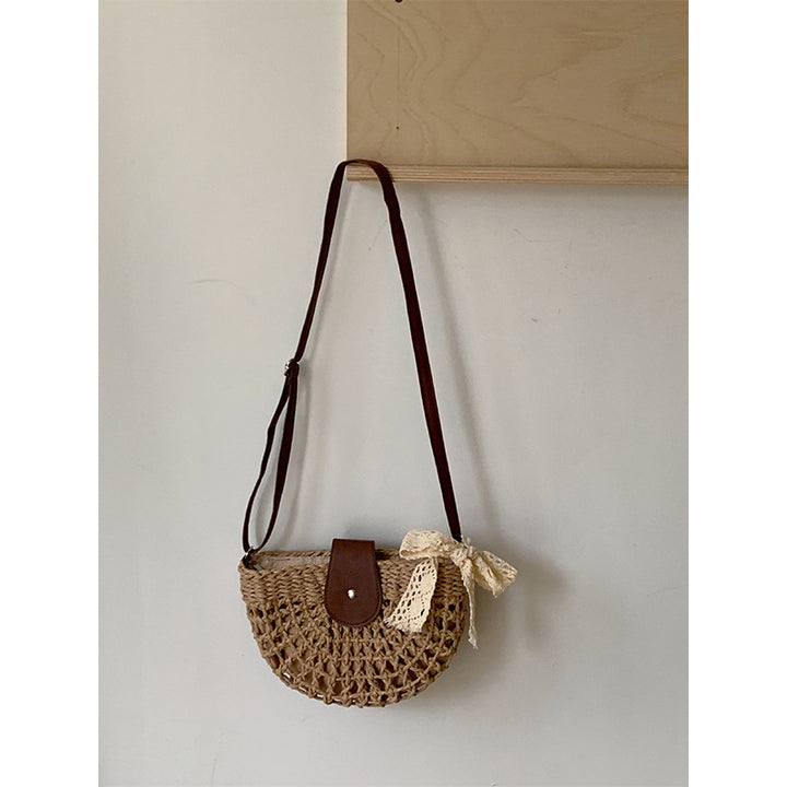 Handwoven Rattan Crossbody Bag