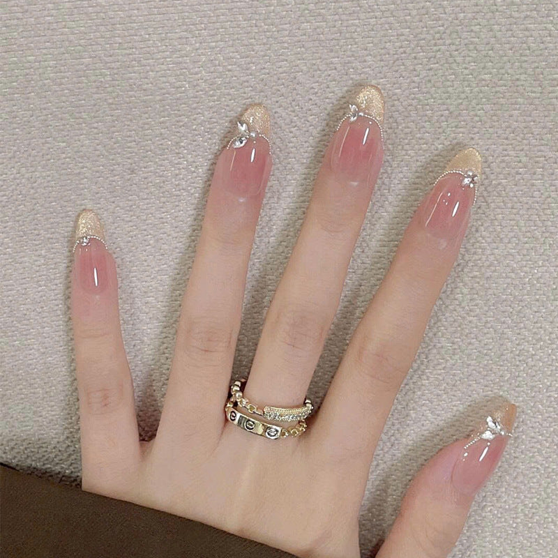 Elegant Stiletto Press-On Nails with Gemstone Accents Kalsten