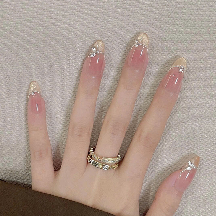 Elegant Stiletto Press-On Nails with Gemstone Accents Kalsten
