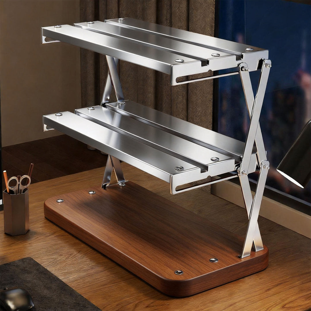 Triple-Tier Wooden Desktop Display & Gaming Controller Organizer