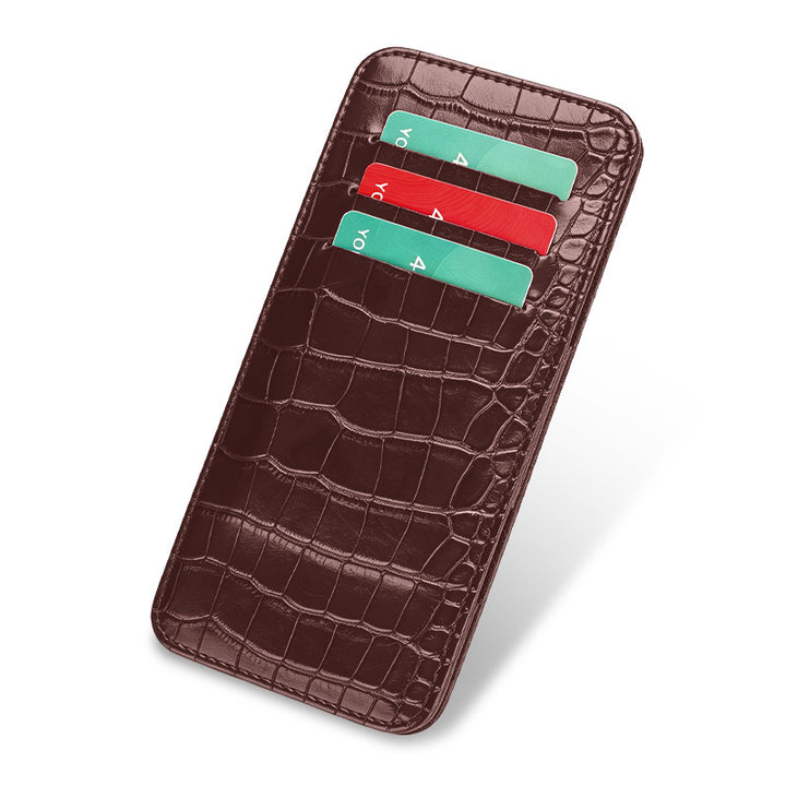 Sleek Crocodile-Embossed Leather Cardholder Kalsten