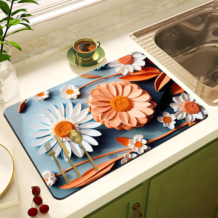 Floral Design Anti-Slip Kitchen Mat